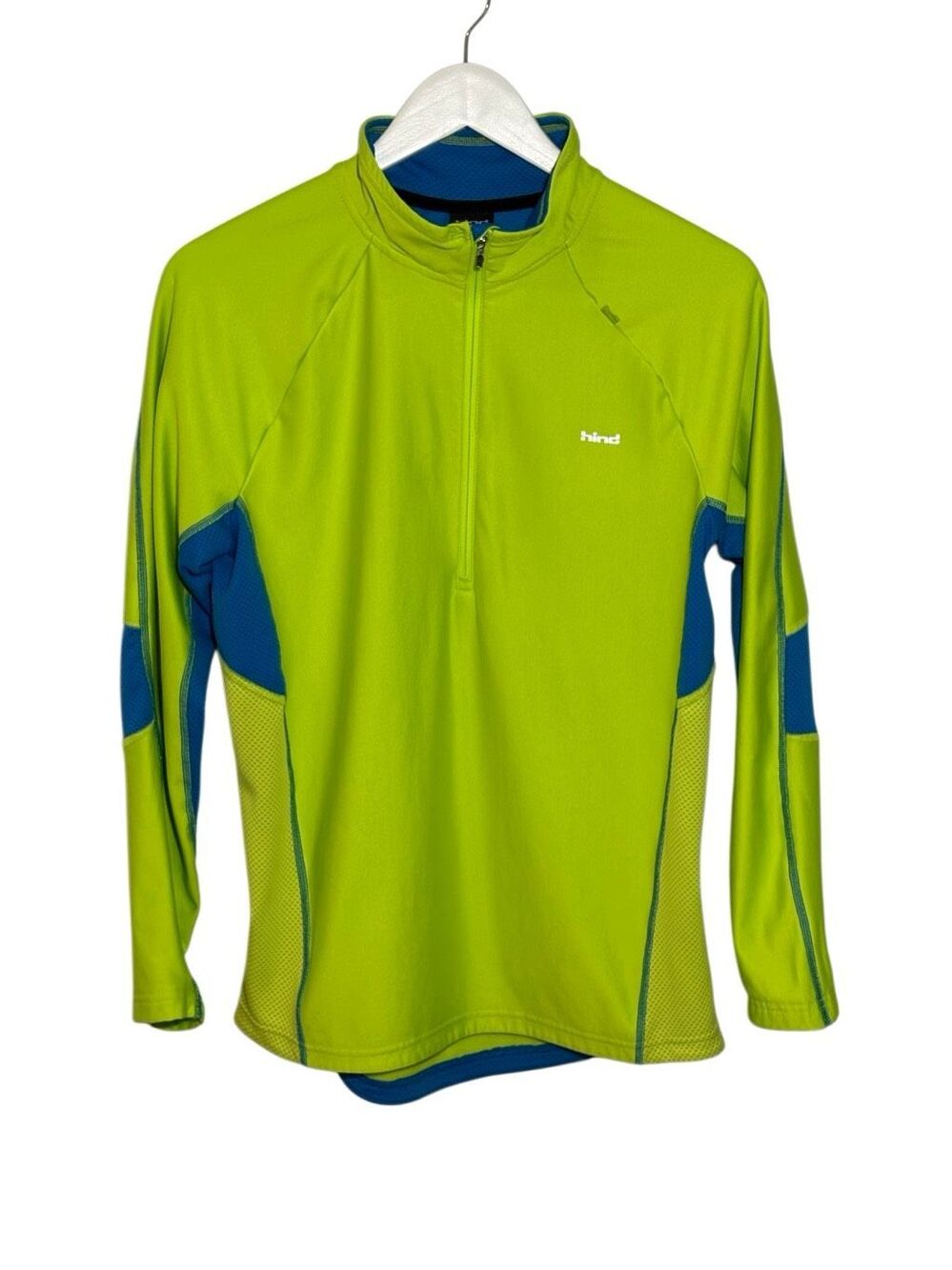 Hind neon green and blue 1/4 zip biking pullover - M